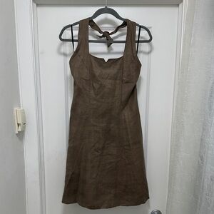 Brown linen halter Dress